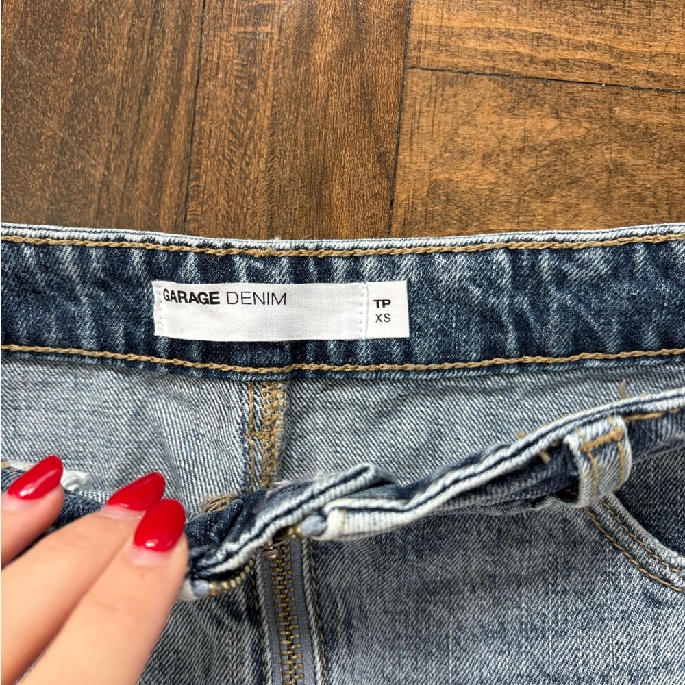 Garage Blue Distressed Denim Mini Skirt - Picture 2 of 2
